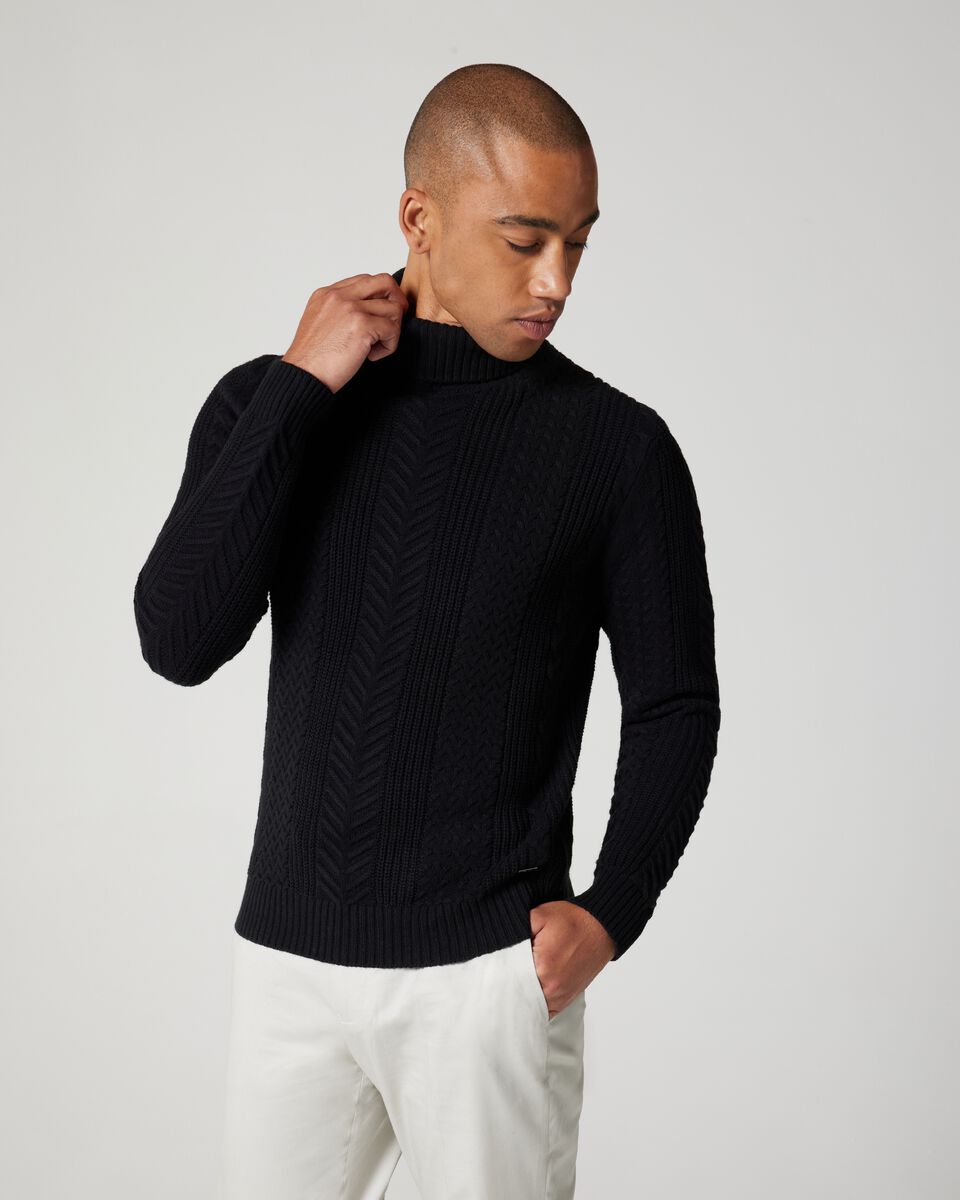 Long Sleeve Roll Neck Cable Knit